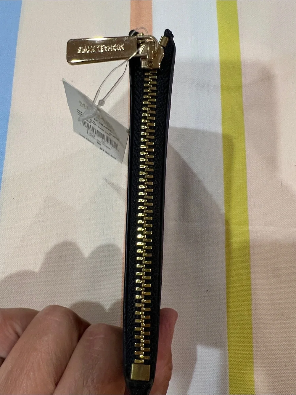 Michael Kors Black Saffiano Card Holder with Gold Logo